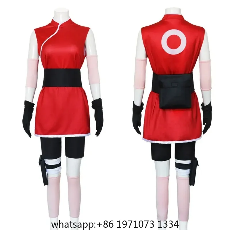 Game Haruno Sakura Cosplay Shippuden Anime Costume Wig Women Girls Skirt Outfit Unisex Ninja Cartoon Halloween Carnival Costume