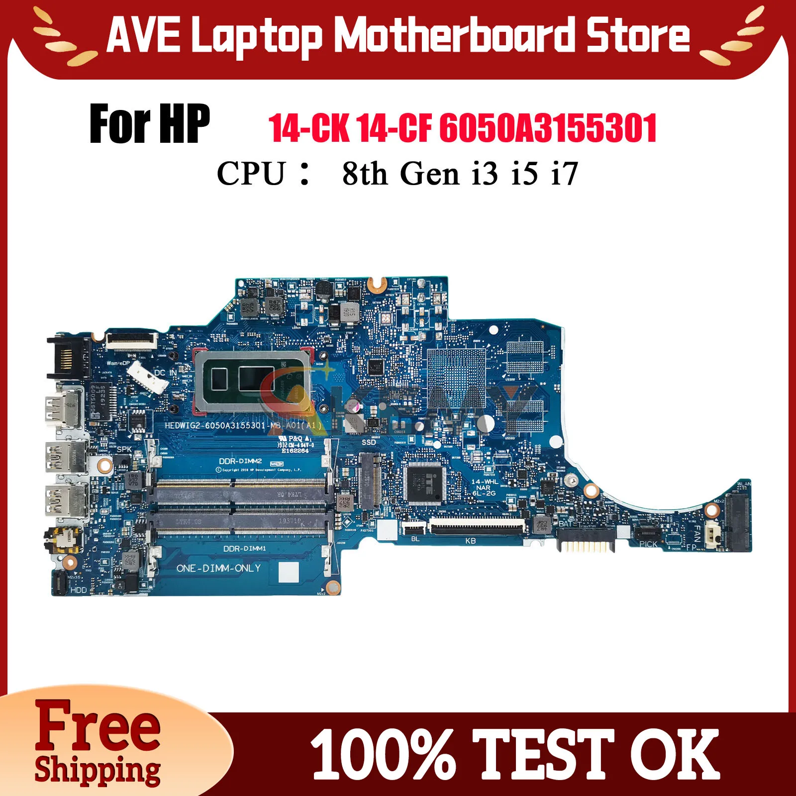 

6050A3155301 для HP Pavilion 240 G7 14-CK 14-CF Материнская плата ноутбука L48651-601 L38212-601 с процессором i3 i5 i7 100% полностью протестирована