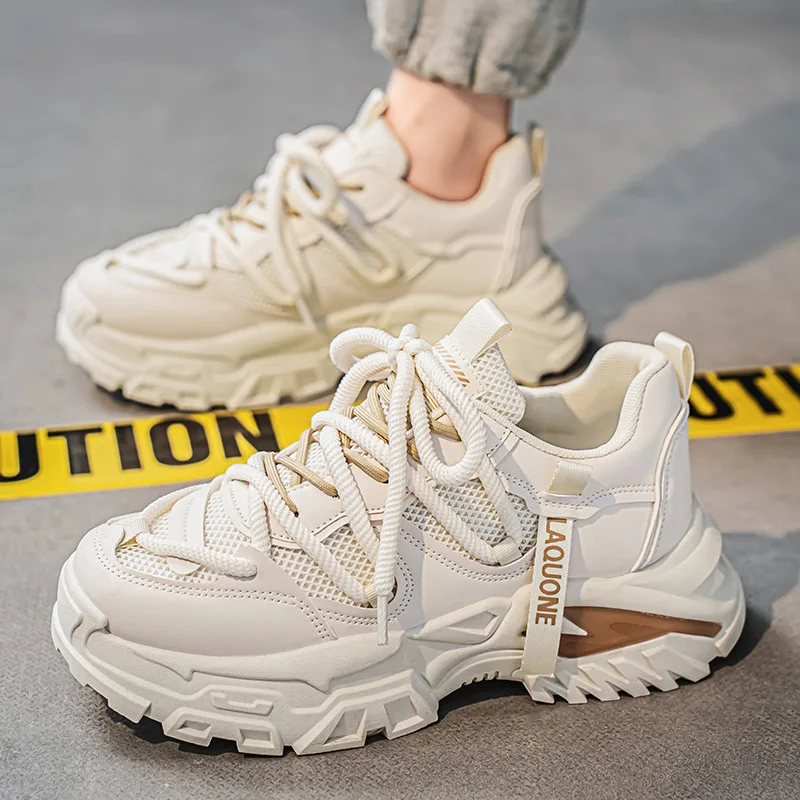 

Новые весенние мужские туфли для папы на толстой подошве, увеличивающие рост, модная студенческая повседневная спортивная обувь с сеткой, мужская обувь