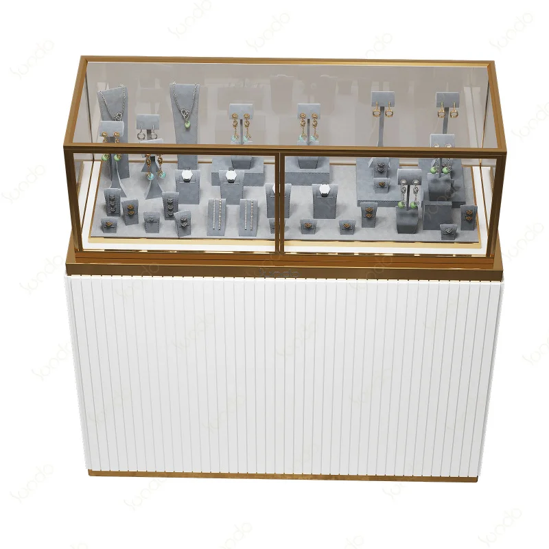 Custom.2024 new design jewellery store design furniture Metal cabinet display cabinet White jewelry display showcase set