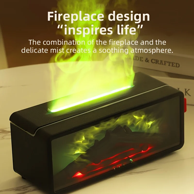 موقد لهب ناشر رائحة تصميم فحم مقلد مع 7 ألوان لهب جو للمنزل الاسترخاء عطلة الزينة