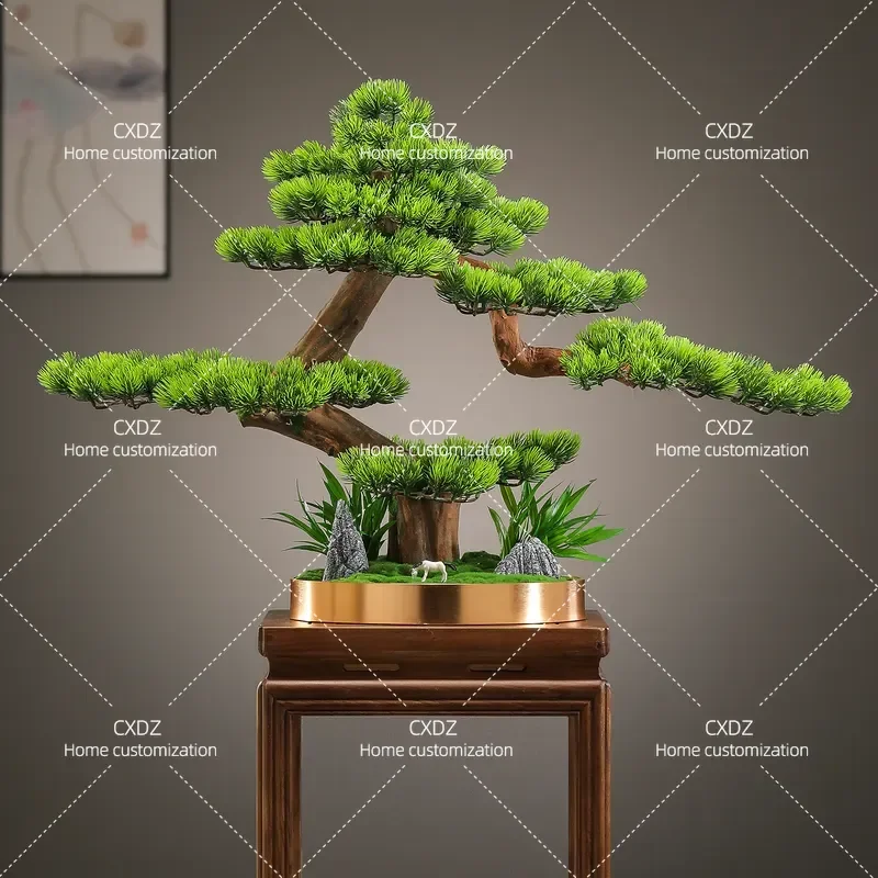 Simulated Welcome Pine Ornament Artificial Green Plant Desktop Decoration Fake Potted Plant for Home Office Landscaping Decor