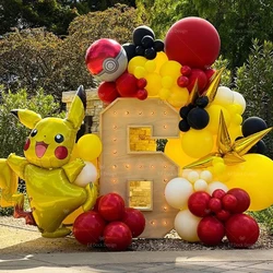 104pcs Pokemon Pikachu Themed Party Balloon Arch Kit Red Yellow Black Latex Balloon for Kid Birthday Baby Shower Decora Supplies