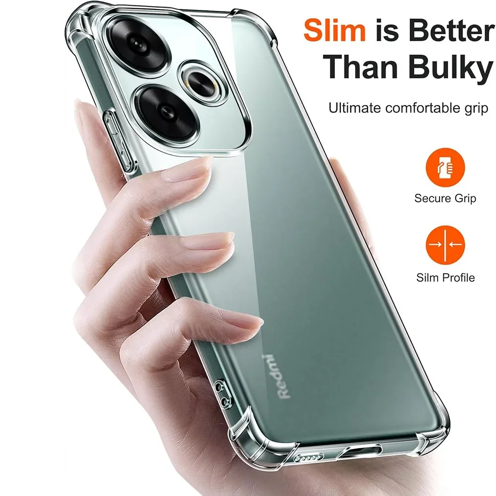 Shockproof Case For Xiaomi Poco F6 F5 F4 F3 X6 X5 X4 X3 GT M6 M4 M3 Pro 4G 5G Silicone Soft Clear Ultra Thin Clear Shell Cover
