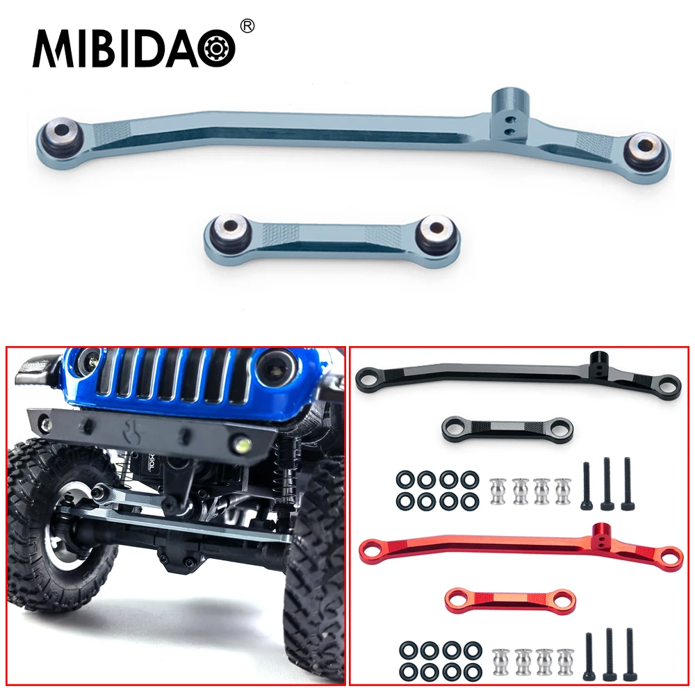 MIBIDAO varilla de enlace de dirección de aleación de aluminio para Axial SCX24 Deadbolt Chevrolet Wrangler Gladiator Bronco 1/24 RC Car Model