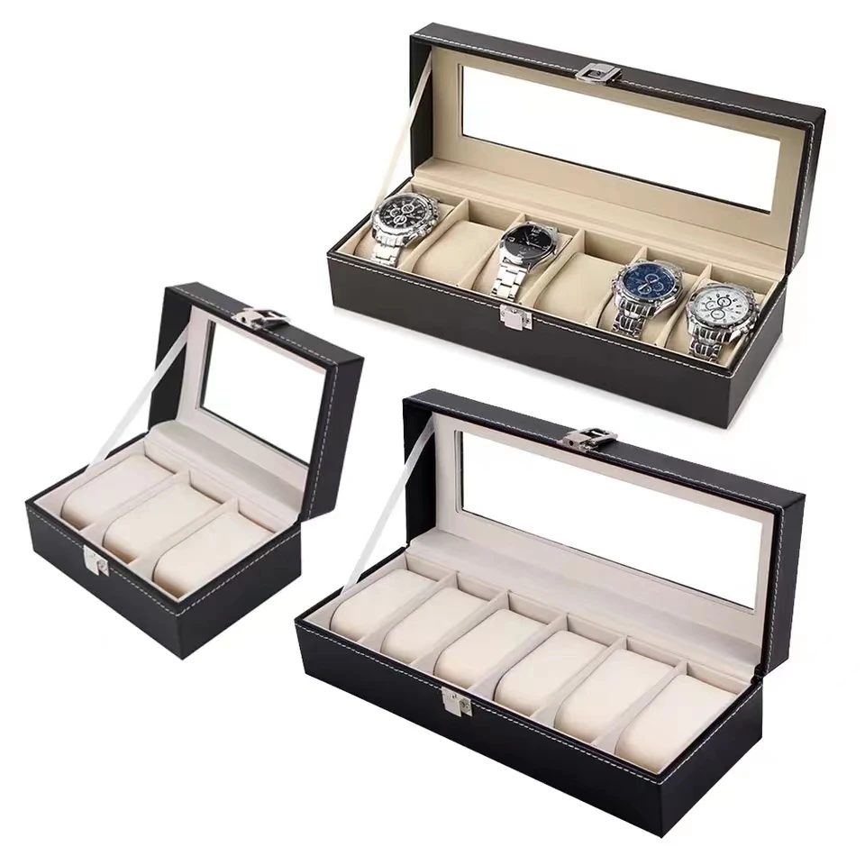 Watch Box PU Leather Organizer Quartz Watches Case Display Men Women Holder Gift