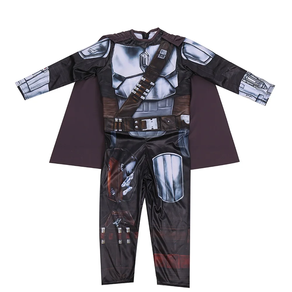 Kids Mandalorian Costume with Helmet and Cloak Children Holiday Party Cosplay Jumpsuit Halloween Costume for Boy