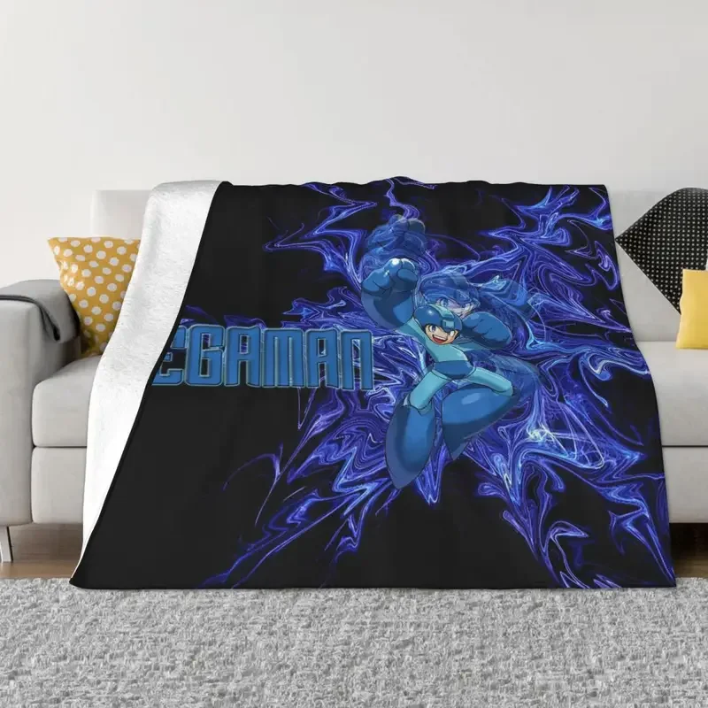 Mega Man Megaman Blankets Flannel Printed Video Game Multifunction Warm Throw Blanket for Sofa Bedroom Quilt