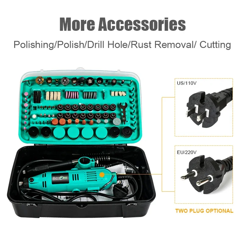 130W Power Electric Mini Drill Engraver Rotary Tool Polishing Grinder 6 Speed Dremel Engraving Pen with Accessories 388PCS/Box