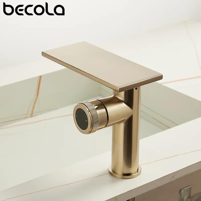 Imagem -04 - Becola-brass Waterfall Faucet para Banheiro Torneiras de Lavatório Single Handle Água Fria e Quente Torneira Misturadora Pia Preta