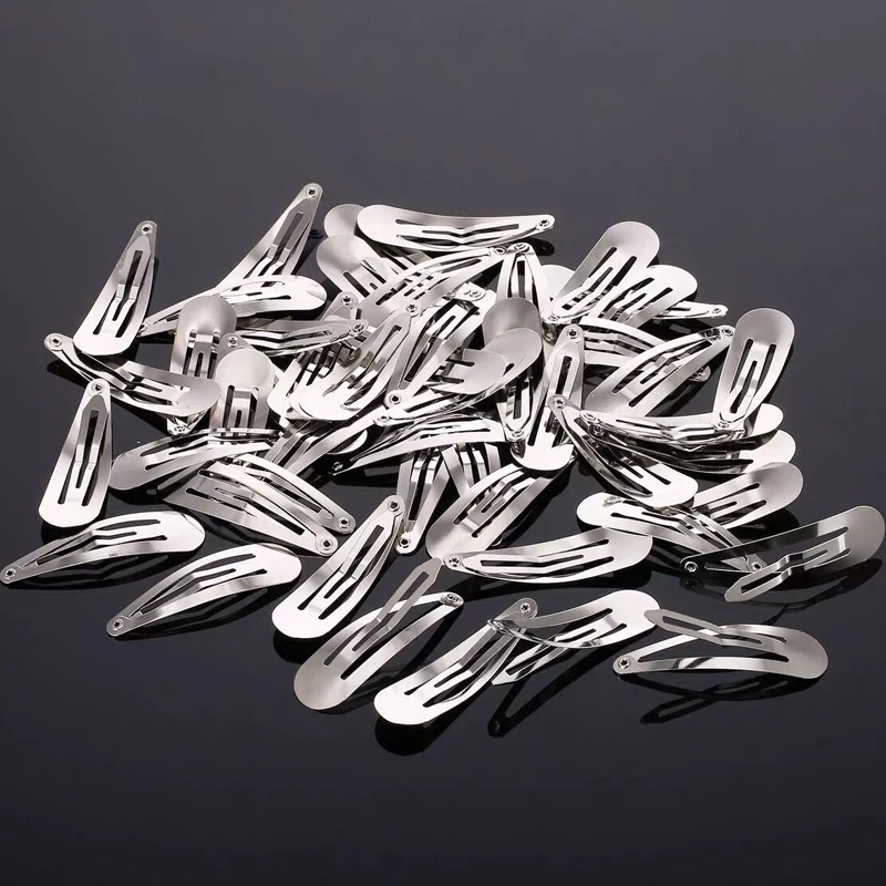 Silver Metal BB Hair Clips Girls DIY Water Drop Shaped Hairpins Barrettes Basic Headdress Handmade Making Hair Accessories