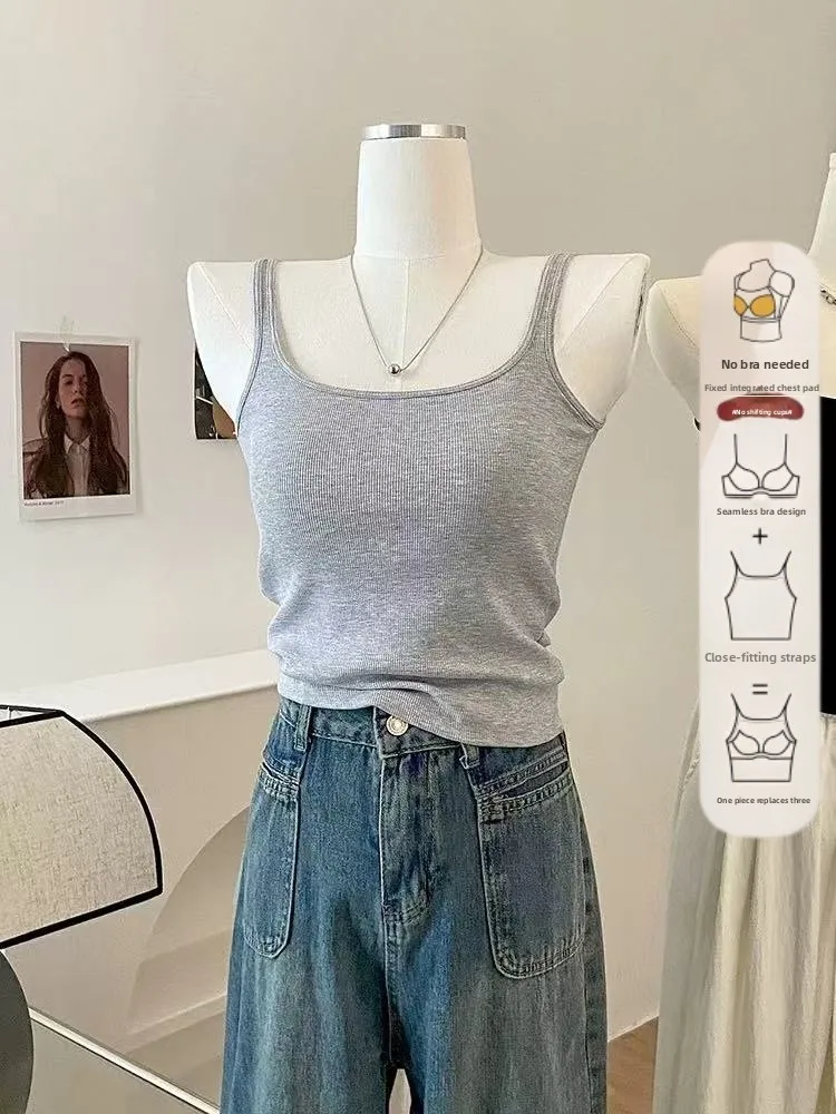 Women's Slim Fit Tank Top 95% Cotton Strap Vest Spring Summer New Style plus Size Underwear Outerwear Base Layer Top