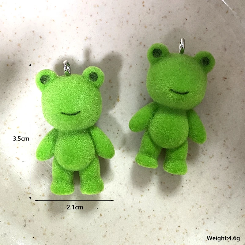 3 pz verde miniatura soffice rana bambola ciondoli animali per portachiavi gioielli che fanno fai da te carino collana telefono Charms accessorio