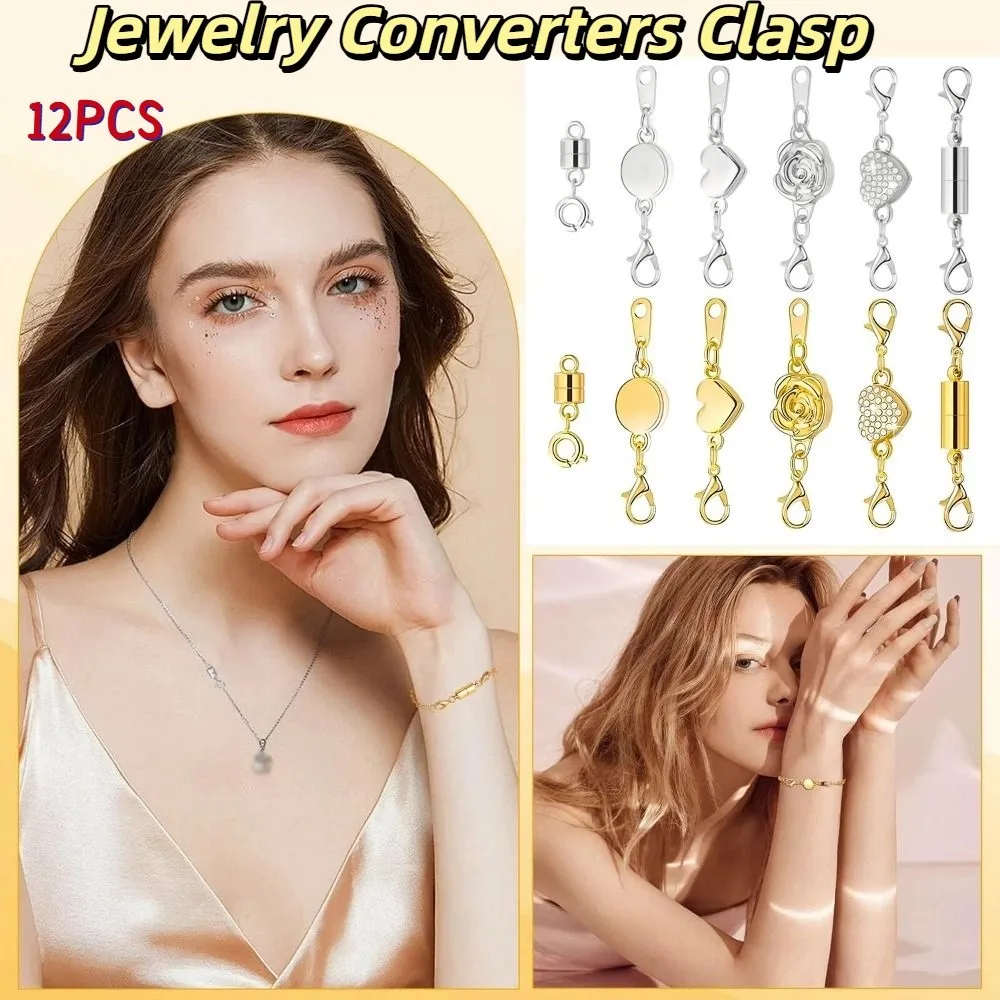 12 قطعة الذهب/الفضة المغناطيسي سوار موسع المغناطيسي قفل مزدوج رئيس جراد البحر مجوهرات محولات المشبك DIY بها بنفسك اليدوية #5