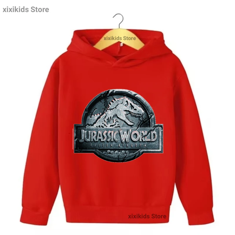 

Gray/Black/Red Kids Clothes Jurassic World Dinosaurs Printed Hoodies Girls/Boys Spring/Autumn/ Winter Plus Velvet Sweastshirt