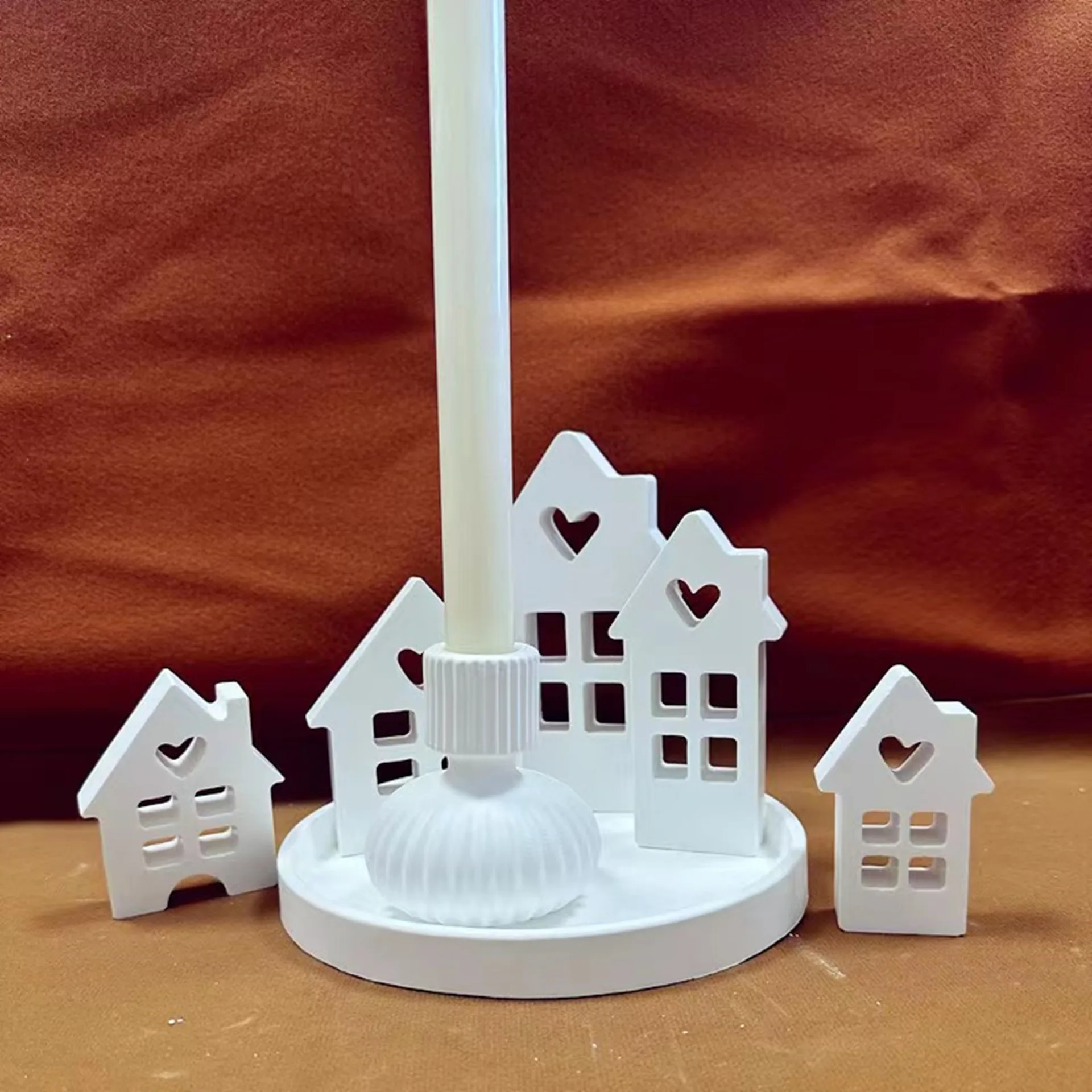 Love House Candle Mold DIY Epoxy Resin Cement Clay Gypsum Casting Ornaments Silicone Mold Home Decoration Table