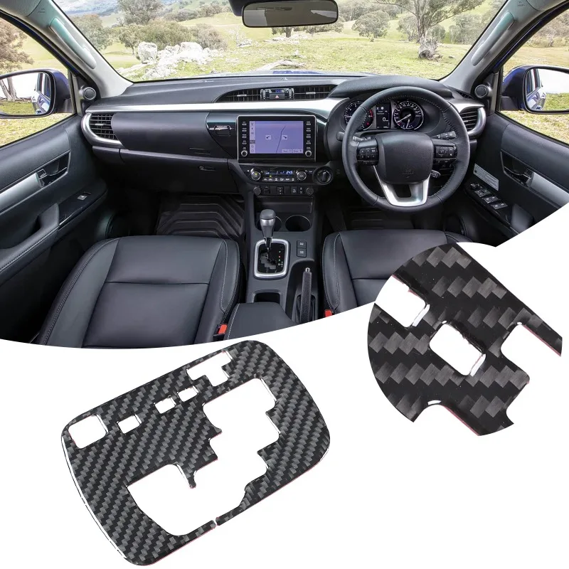 

Soft Carbon Fiber For 2015-2022 Toyota Hilux Central Control Gear Shift Indicator Frame sticker Cover Decal Car Accessories