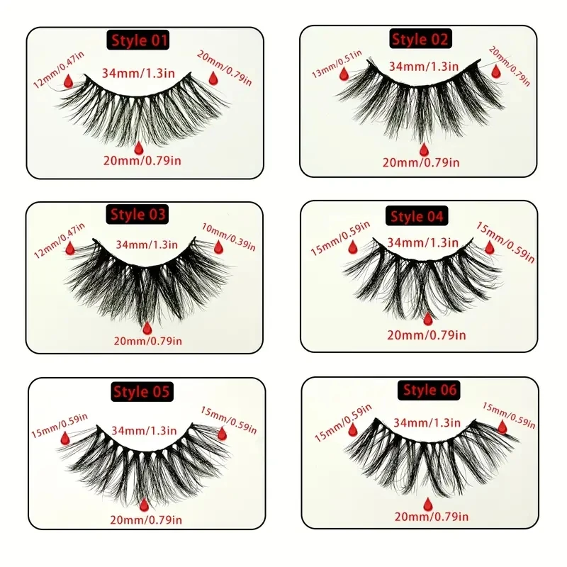 手作りふわふわ2cm厚つけまつげ - 30ペア、フルつけまつげ、6種類のミックススタイル