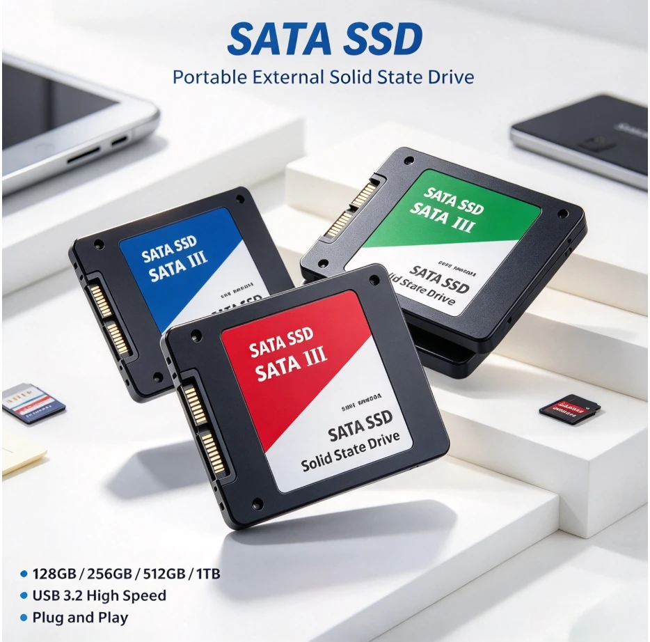 100% Original Portable External SATA SSD, High-Speed Large Capacity Storage Drive for Laptop, Mac and Smartphone Data Backup