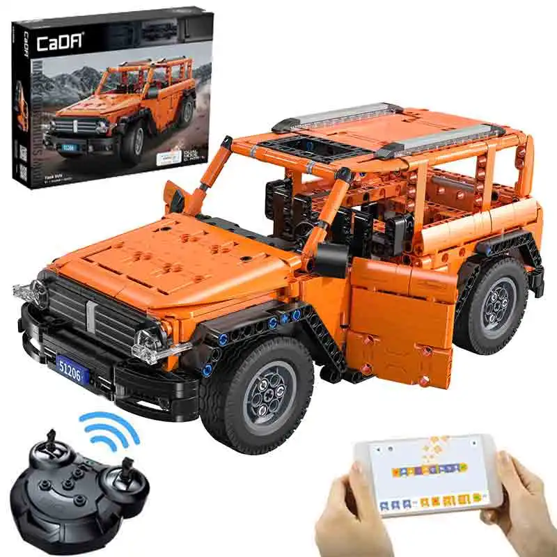 Cada 561Pcs Rc App Programma Tank Suv 1:12 Trucks Pick-Up Bakstenen Stad Off-Road Afstandsbediening Auto Bouwstenen Speelgoed Voor Jongens Cadeau