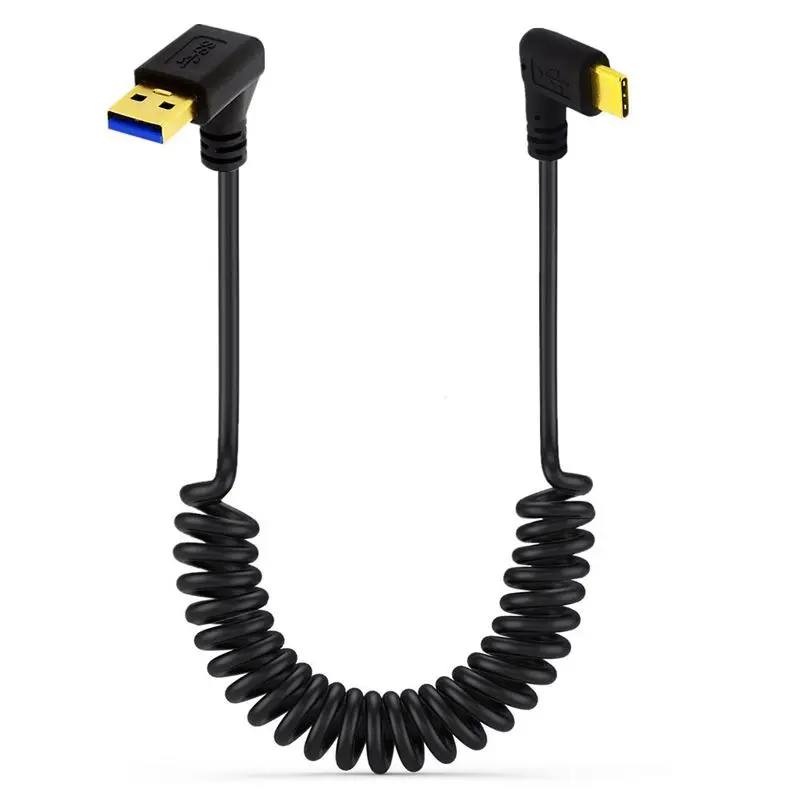 Gold Plated Spring Extension Cable USB 3.0AM To Type-C Computer, Laptop, Phone Data Charging Connection Cable