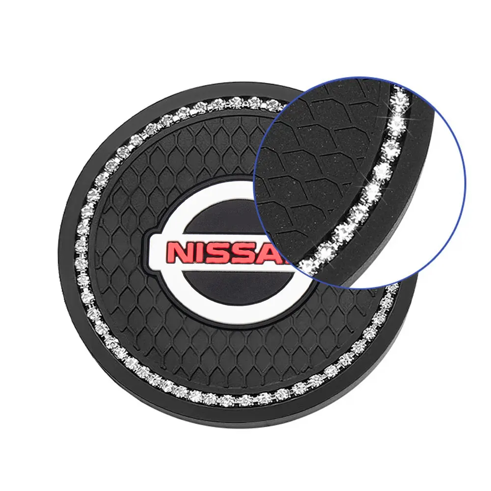 Anti-slip Diamond Car Water Cup Holders Coasters Pad Mat For Nissan Nismo Fluence Clio Leaf Elgrand Sylphy Navara Tourle Xterra