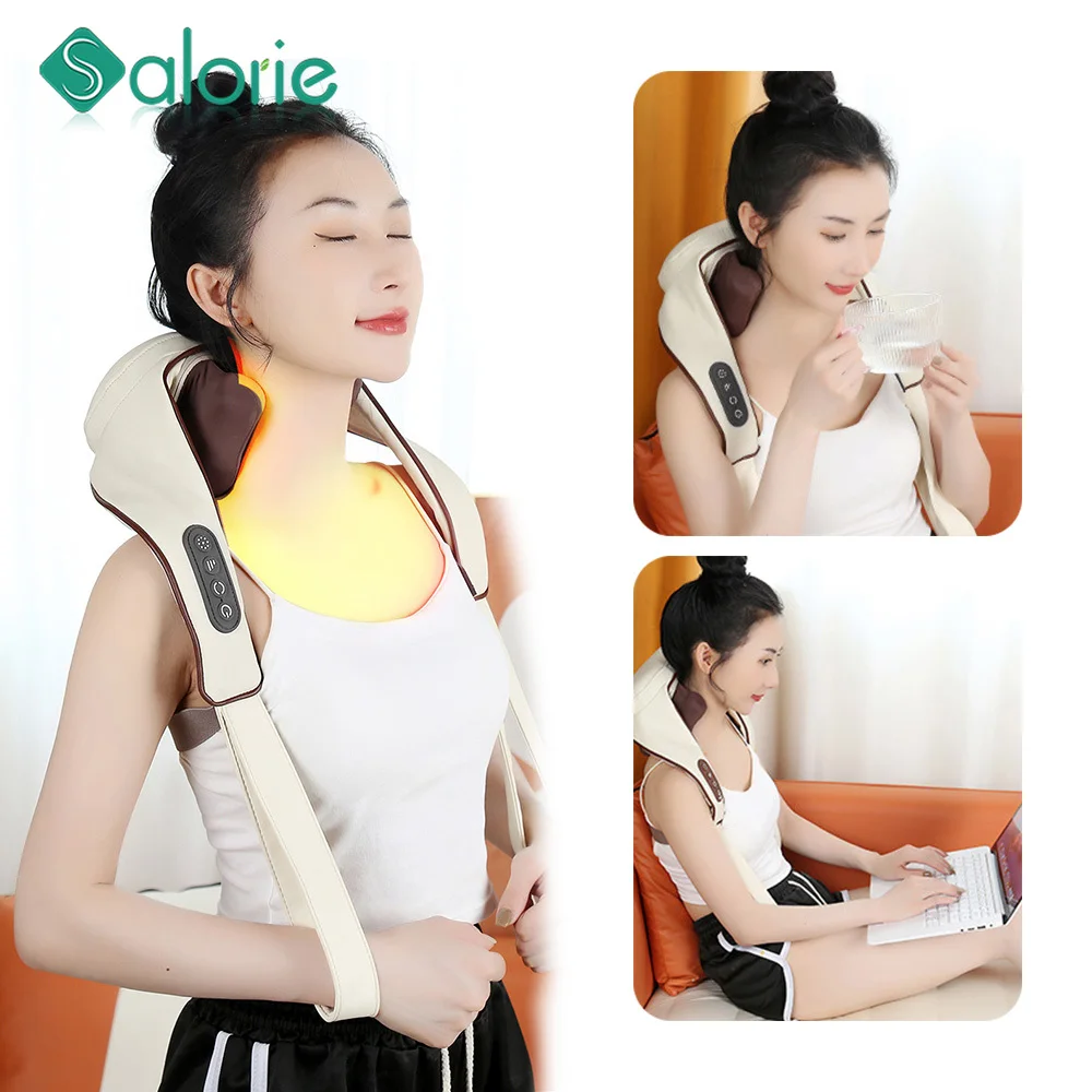 

Electric Back Shiatsu Massage Shawl Neck and Back Massager Neck Shoulder Kneading Massage Pillow Neck Cervical Body Massager