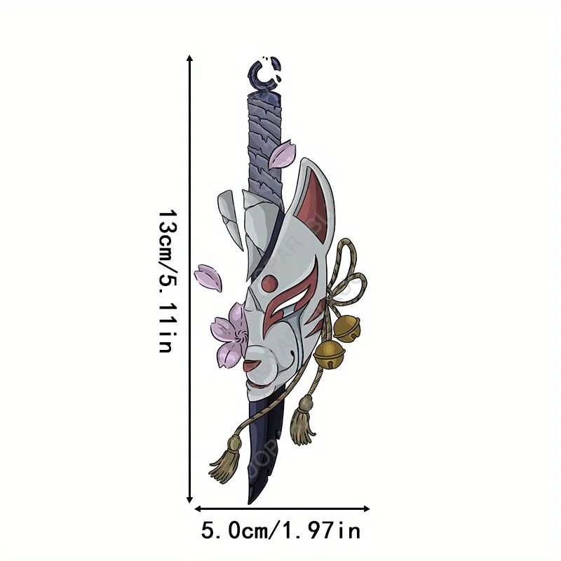 1PC Japanese Kitsune Mask & Sword Waterproof Vinyl Stickers Assorted Styles Decals for Car Motorcycle Helmet Decor