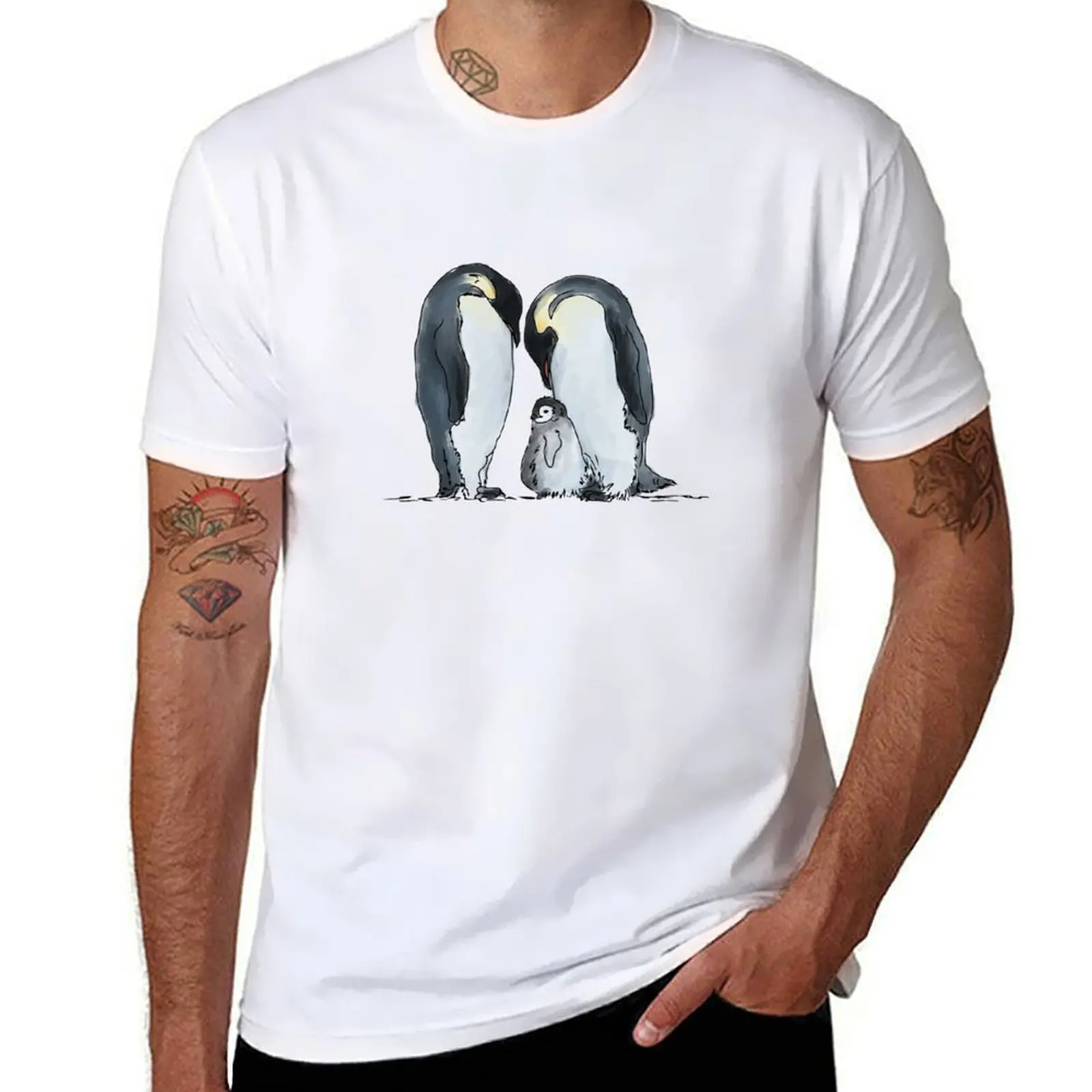 

for t shirt man t cotton Penguin shirts T-Shirt Family cotton man Emperor