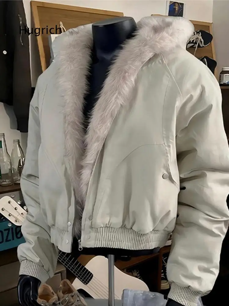 Men Hooded Jacket With Faux Fur Collar Thickened Warm Short Cotton Coat American Style Outerwear For Winter Daily Matching And