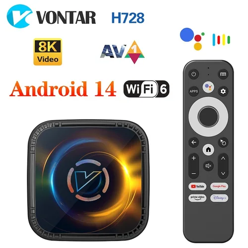 Imagen 1 del producto VONTAR H728 Android 14 TV Box Allwinner H728 Octa Core Cortex A55 compatible con vídeo 8K 4K 1000M LAN Wifi6 reproductor multimedia ventilador de refrigeración