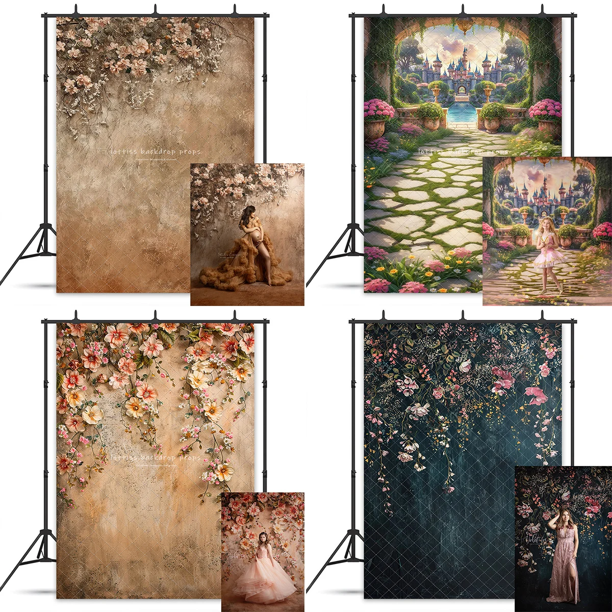 

Art Floral Wall Backdrops Kids Woman Photocall Baby Child Photo Decors Artistic Hand Painted Wall Backgrounds