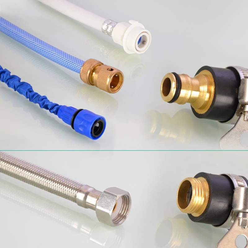 1-10Pcs 범용 스레드 수도꼭지 퀵 커넥터 호스 어댑터 1/2 인치 황동 고무 입구 파이프 피팅