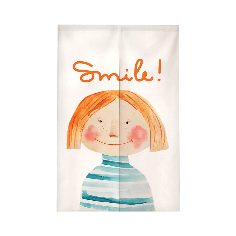 ستارة غرفة تغيير الرسوم المتحركة المرسومة يدويًا، ستائر المدخل، مدخل المطبخ، نصف ستارة معلقة من الكتان نورين #5