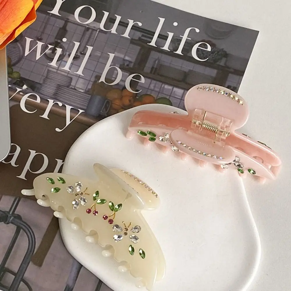 

Rhinestone Transparent Acetate Hair Claw Butterfly Hair Clip Acetic Acid Shark Clip Headwear Hairpin Flower Hair Claw Travel