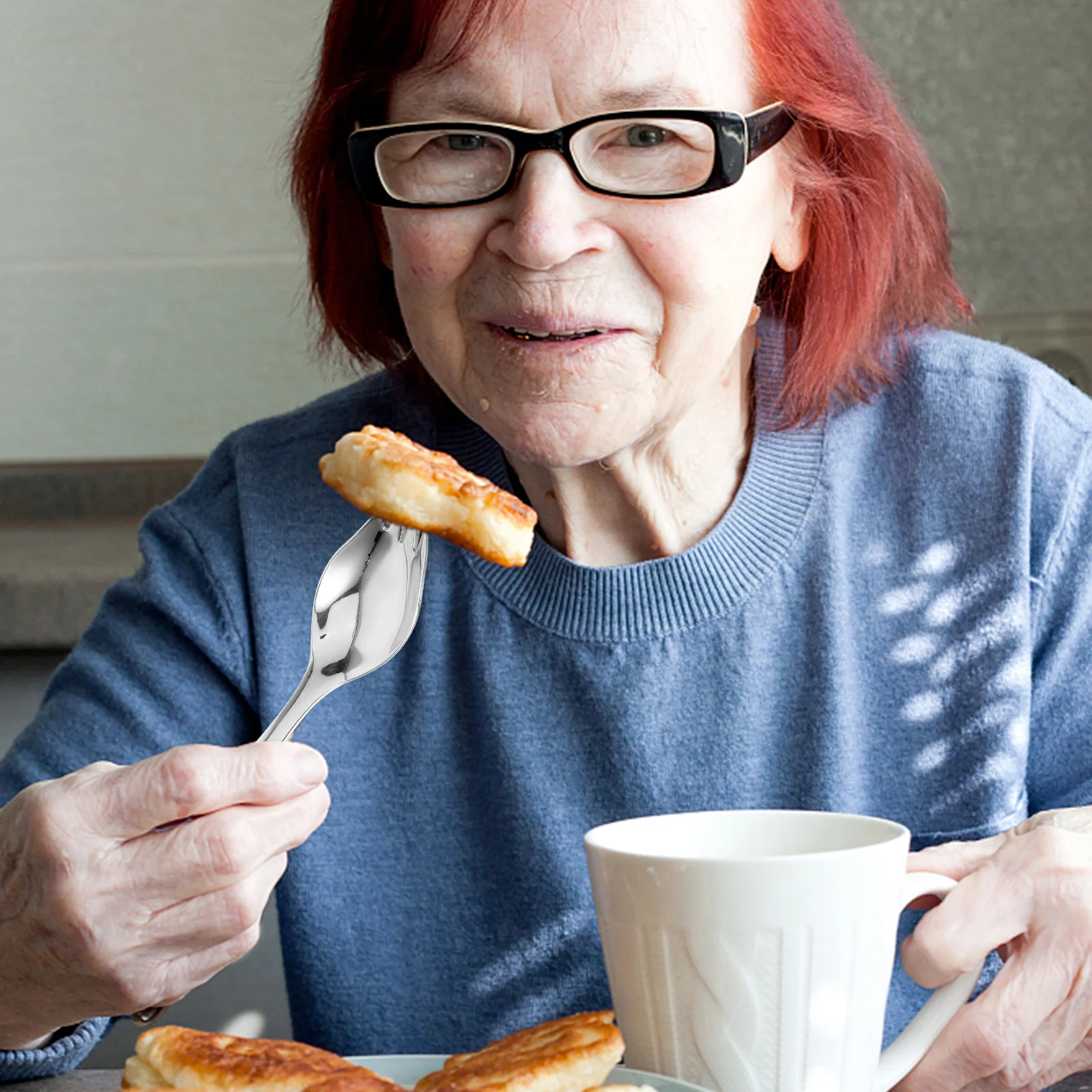 

1Set Feeding Care Tableware Stainless Steel Angled Spoon for Elderly Patients Self-Feeding Utensil Adaptive Eating Aid Tool