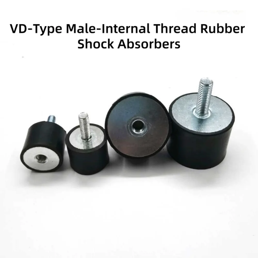 VD-Type Rubber Shock Absorbers, M3/M4/M5/M6/M8 Male Thread Anti-Vibration Mounts, Dia 8-40mm Silent Rubber Buffer Pads