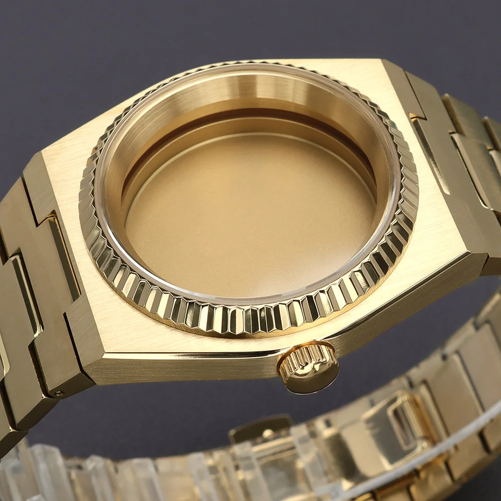 

NH35 Case 40mm Men Watch Case Sapphire Glass Fluted Bezel for Mod PRX Super Player Part NH35 NH36 NH38 NH70 Movement 28.5mm Dial