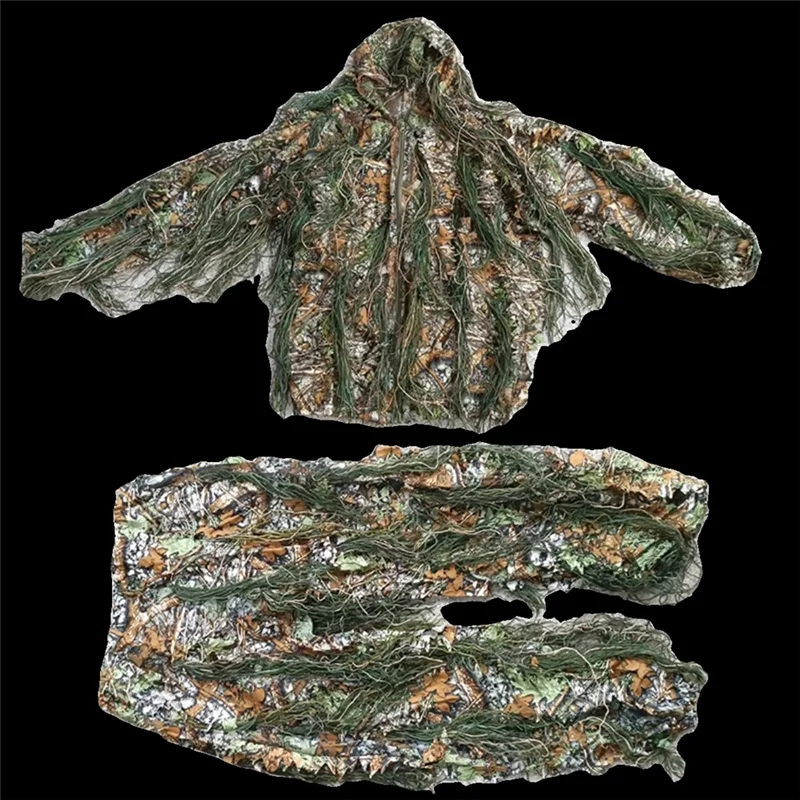 A69P-Volwassen Outdoor Ghilliekostuum Jachtdoek Bos 3D Bionische Bladuniform Camouflagepakken Set Fotografiekleding