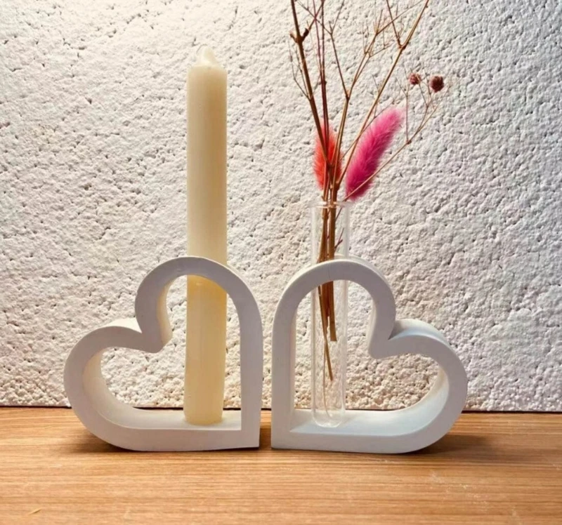 DIY Hydroponic Vase Test Tube Silicone Mold Heart Shaped Flower Pots Gypsum Resin Epoxy Mould Home Decor Valentines Day Gift