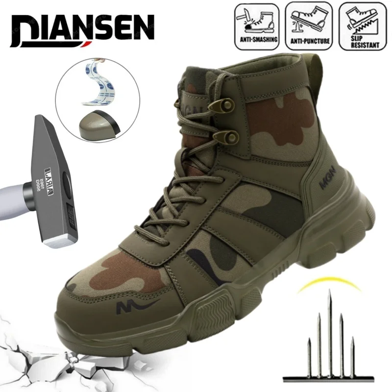 

Steel Toe Security Protective Shoes Slip Resistant Indestructible Safety Shoes Anti-smash Boots Work Hiker Boots for Men