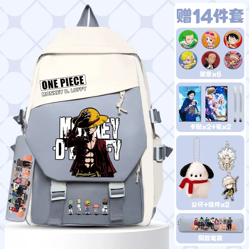 

One Piece New Cartoon Student Schoolbag Stain-Resistant Casual and Lightweight Cute Large Capacity Waterproof Backpack