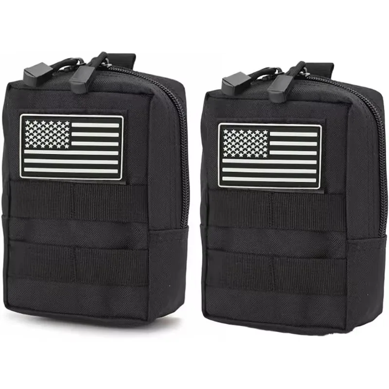 or commuting bag with molle accessory pouch, EDC tool coin purse, camouflage sports phone waist bag (set of 2)