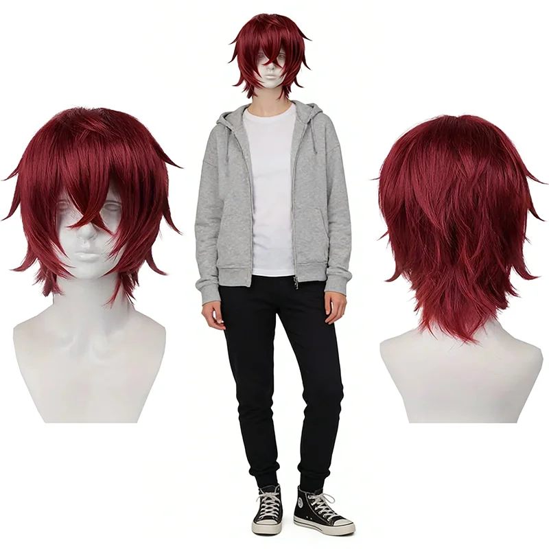 Universal Cosplay Wig 10 inches Short Spiky Layered Anime Wig Heat Resistant Synthetic Hair for Men Women Halloween Daily Use