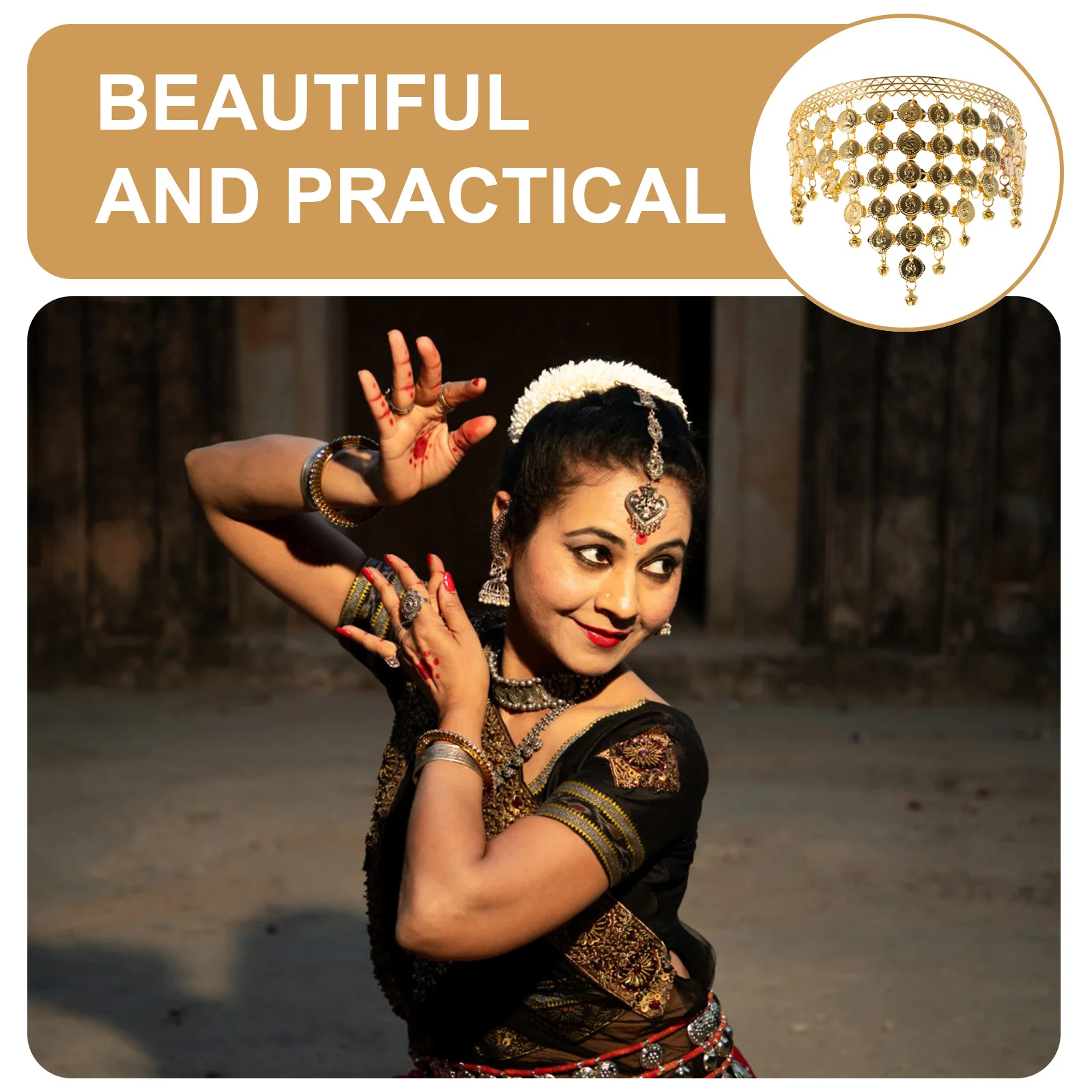 

Belly Dancing Headband Lightweight Comfortable Dangling Coins Dance Hair Band Decoration Performance Accessory