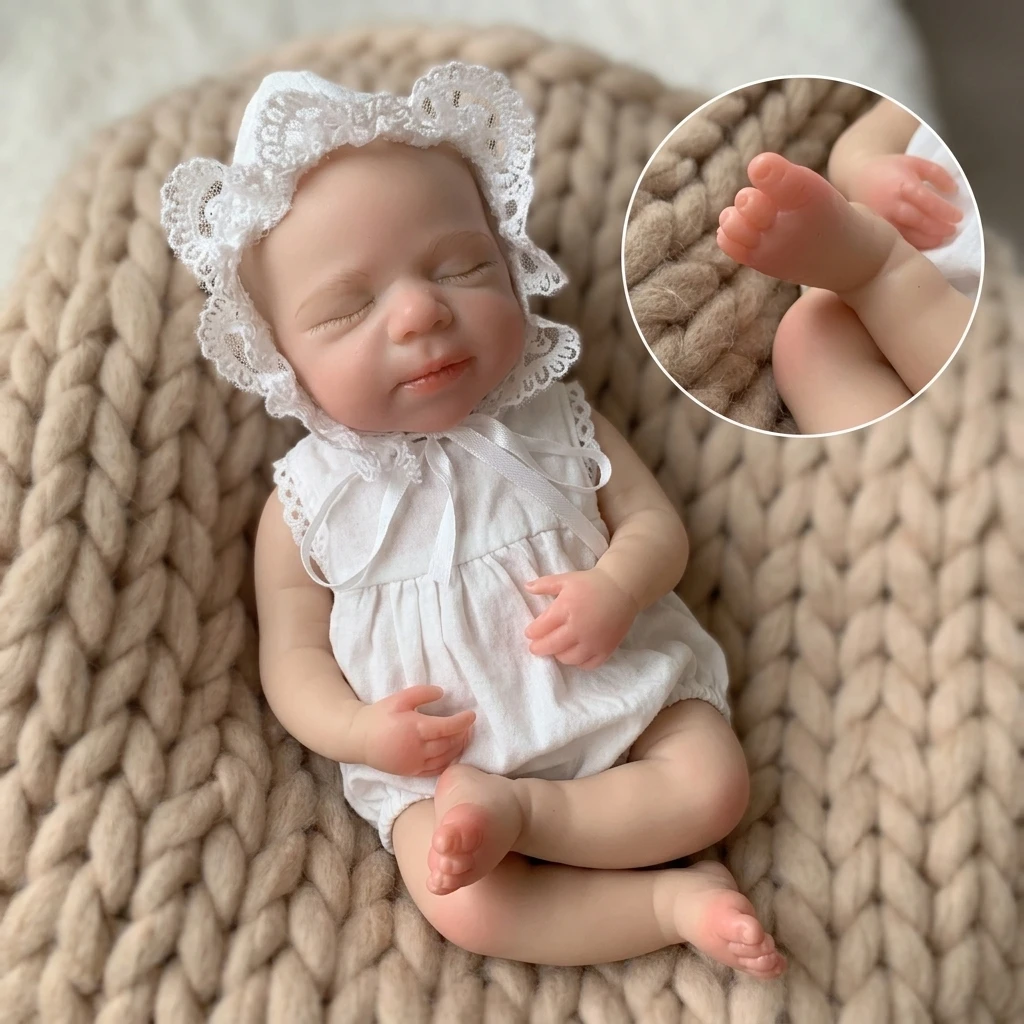 Lovely Pascale Reborn Baby Toy Handmade 3D Painted Skin 13 Inch solid silicone reborn baby
