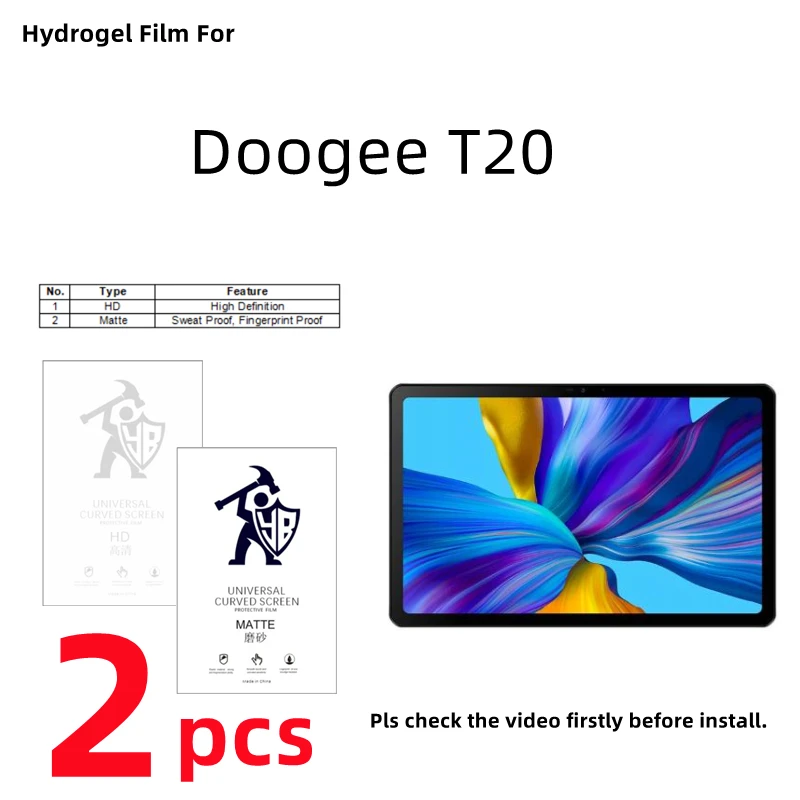 

2pcs Matte Hydrogel Film For Doogee T20 HD Tablet Screen Protector For Doogee T20 mini Clear Full Cover TPU Protective Film