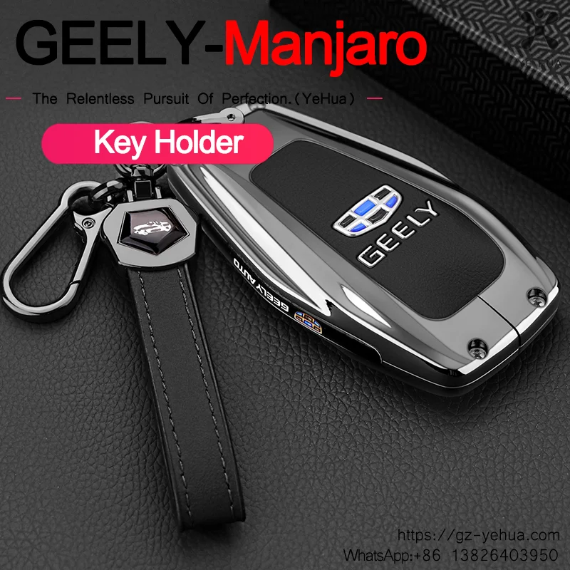 

For GEELY Monjaro Manjaro Xingyue L KX11 2021-2025 Key Holder Deluxe Metal Shell Fob with Hand Lanyard Clasp