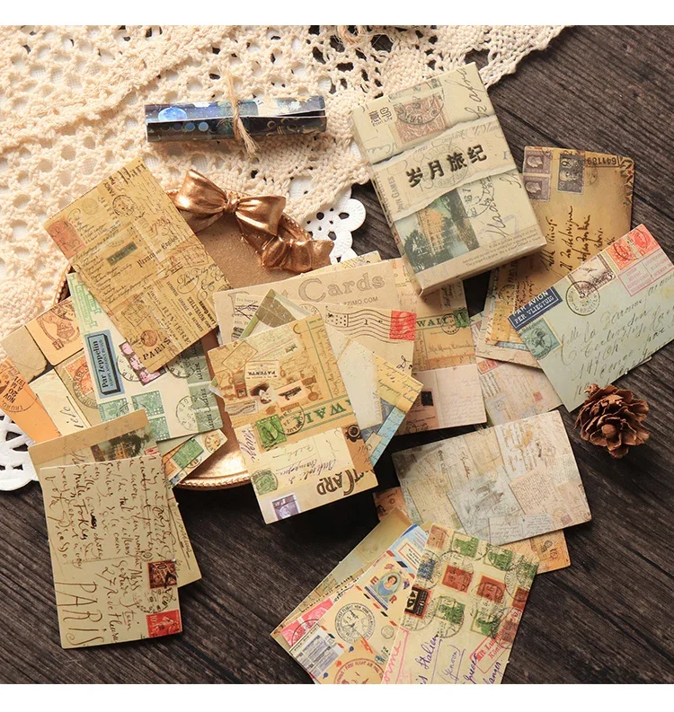 

30pieces/pack Creative Vintage Boxed Stickers Time Flows Series Journal Diary Decoration Supplies 4Pcs kawaii stickers