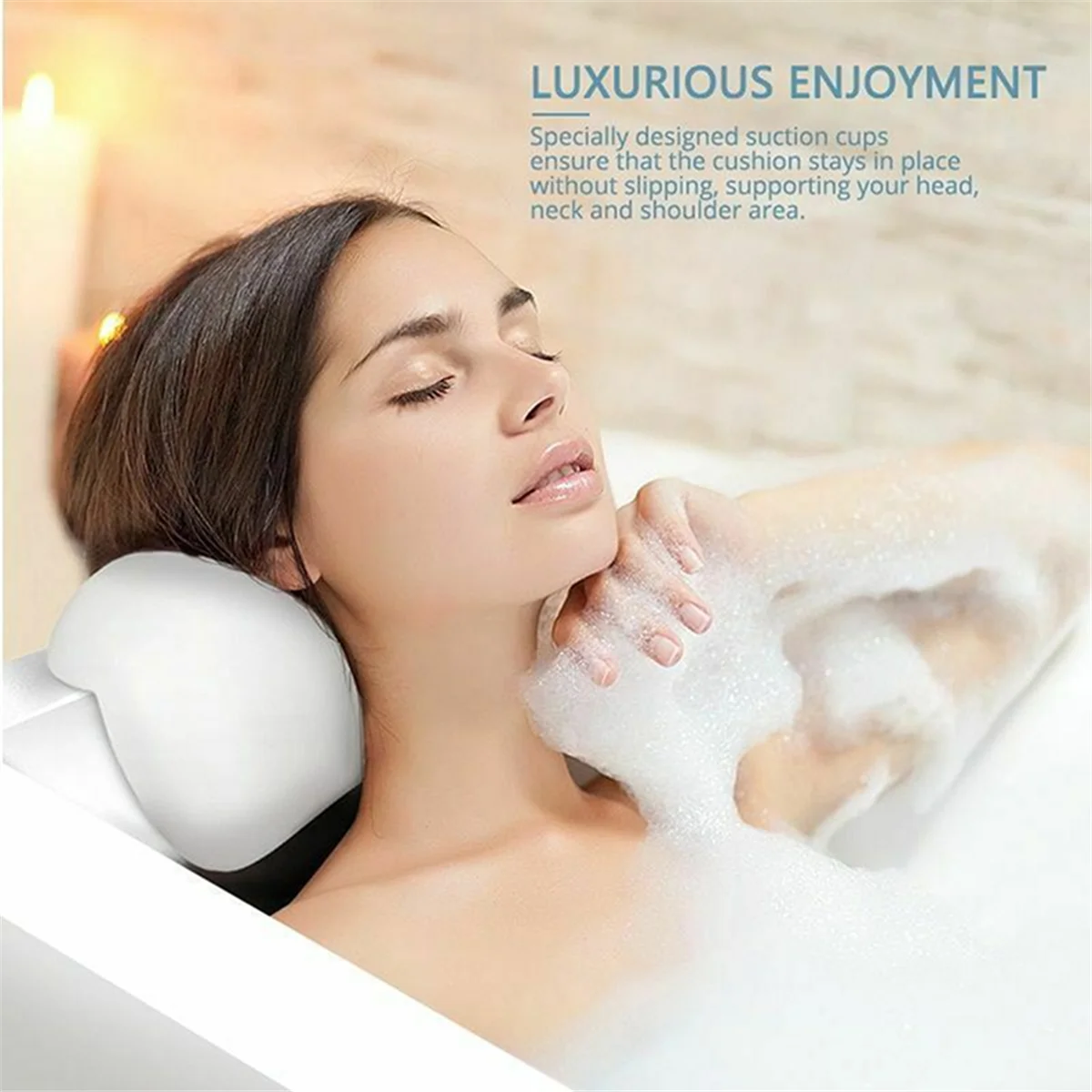 

SPA Bath Pillow Non-Slip Bathtub Headrest Soft Waterproof Bath Pillows with Suction Cups Bath Neck Cushion Black